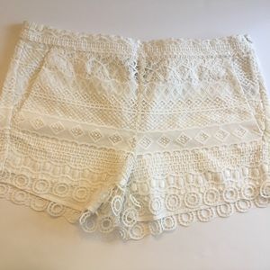 French Connection White Lace Shorts 10 NEW